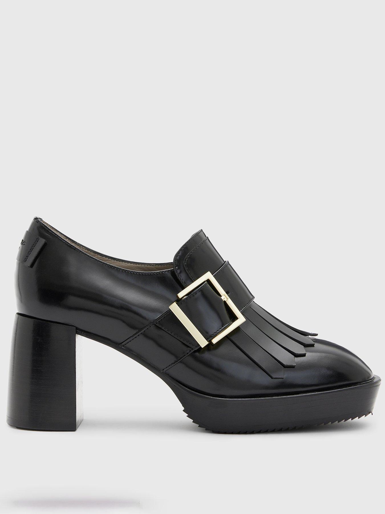 Black sales heeled loafers