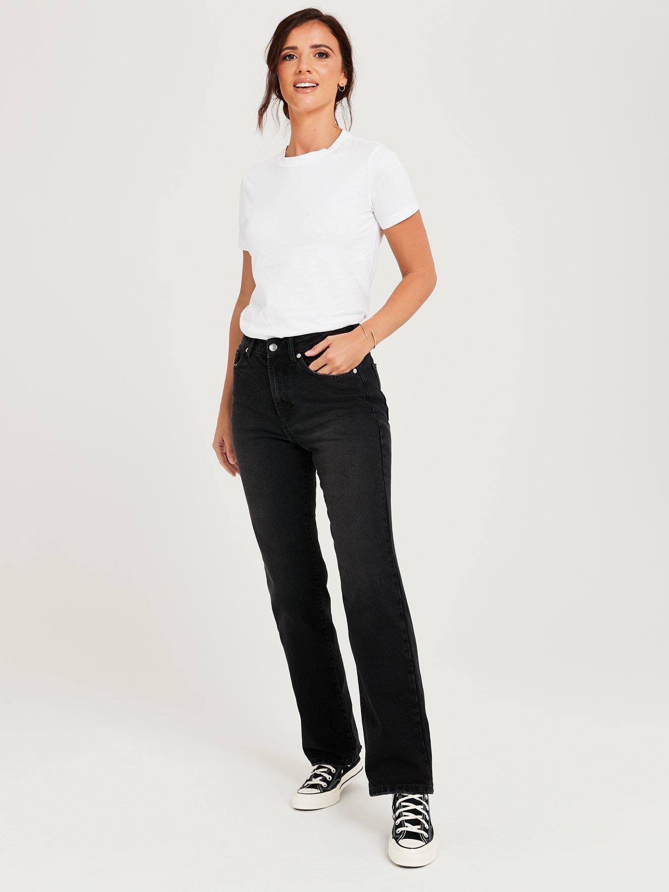 Wide leg black sales jeans womens