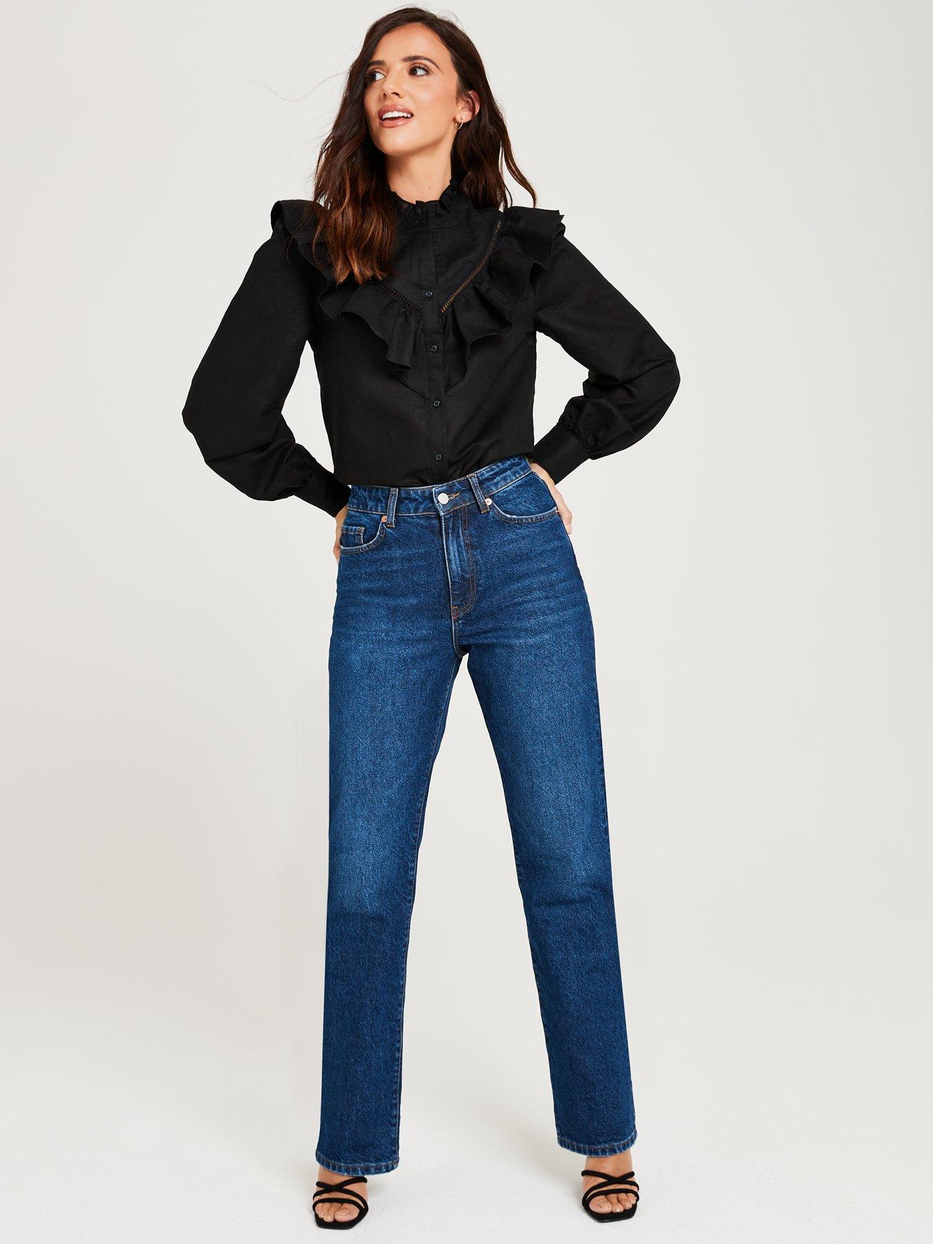 Lucy Mecklenburgh x V by Very Straight Leg Jeans - Blue | Very.co.uk