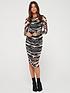 image of v-by-very-zebra-mesh-ruched-long-sleeve-midaxi-dress