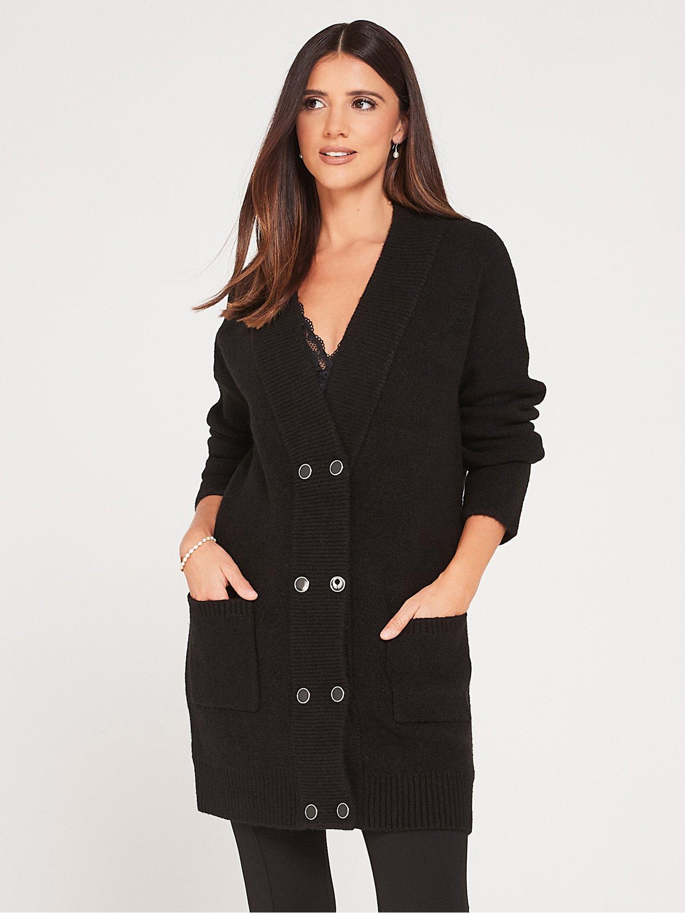 Lucy Mecklenburgh x V by Very Premium Longline Cardigan - Black