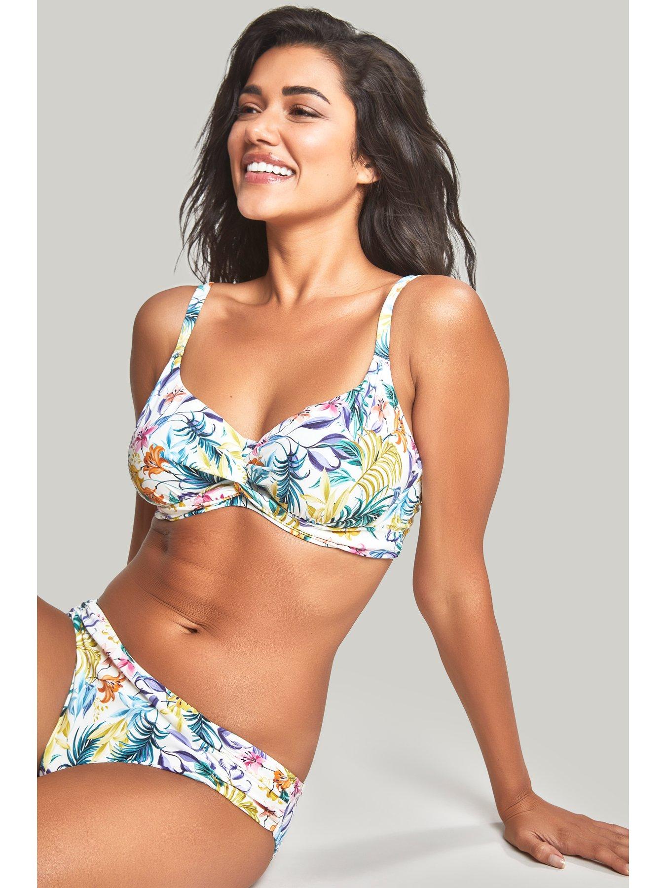 Blue Tropical Flowers Push-Up Balconette Bikini Top Top Paradise