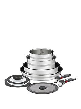 Product photograph of Tefal Jamie Oliver By Tefal Ingenio 9 Piece Removable Handle Stackable Induction Compatible Pan Set from very.co.uk