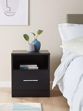 Product photograph of Everyday Panama 1 Drawer Bedside Cabinet - Black - Fsc Reg Certified from very.co.uk