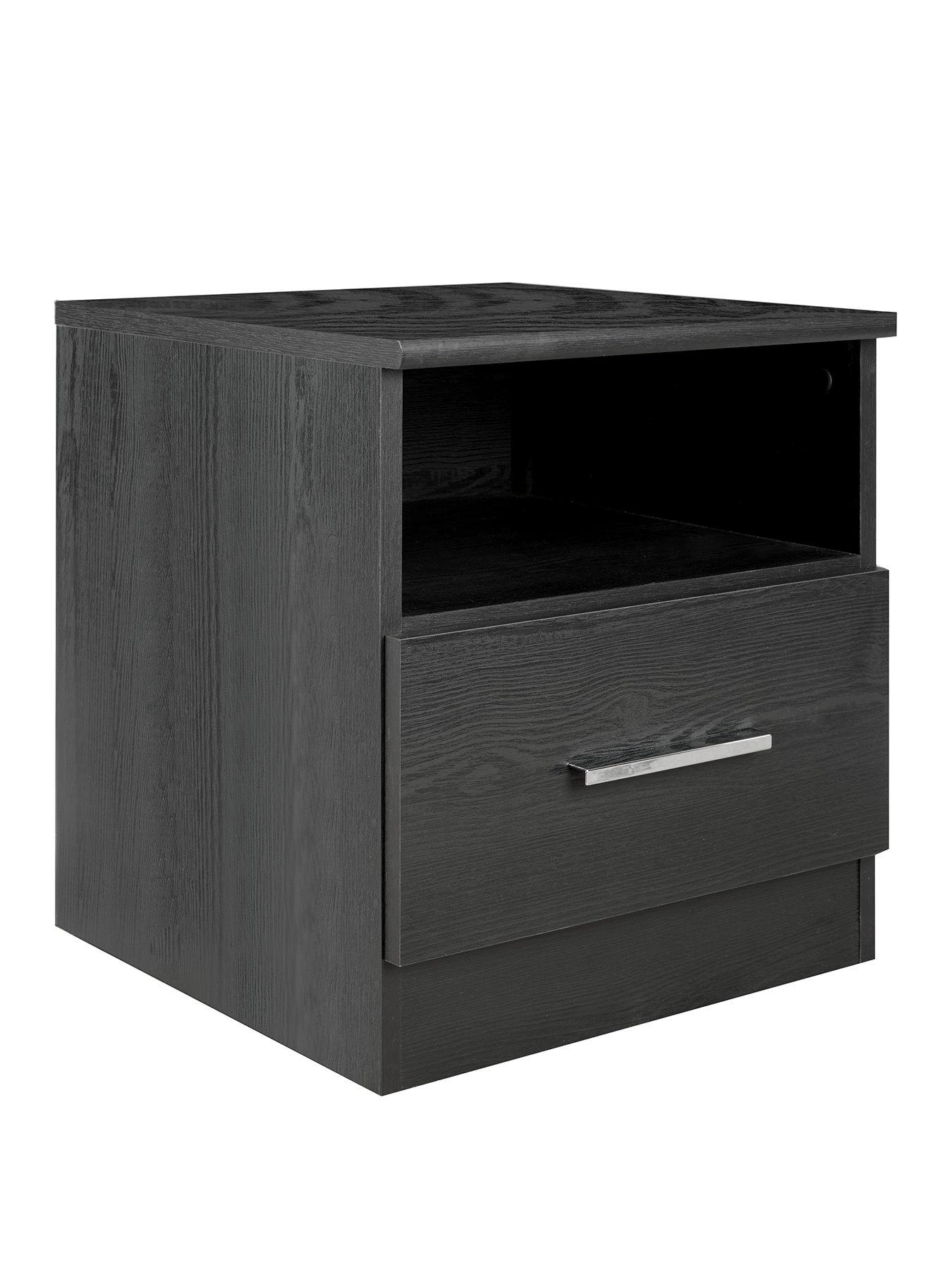 Image 3 of 7 of Everyday Panama 1 Drawer Bedside Cabinet - Black&nbsp;- FSC&reg; Certified