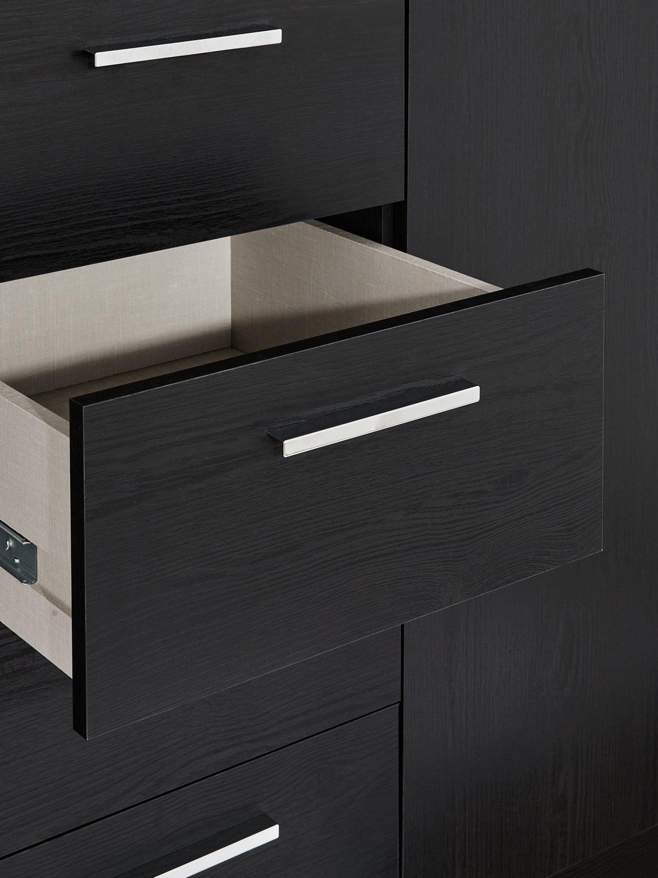 Image 6 of 7 of Everyday Panama 4 Door,&nbsp;4 Drawer Combi Fitment Wardrobe with Mirror - Black&nbsp;- FSC&reg; Certified