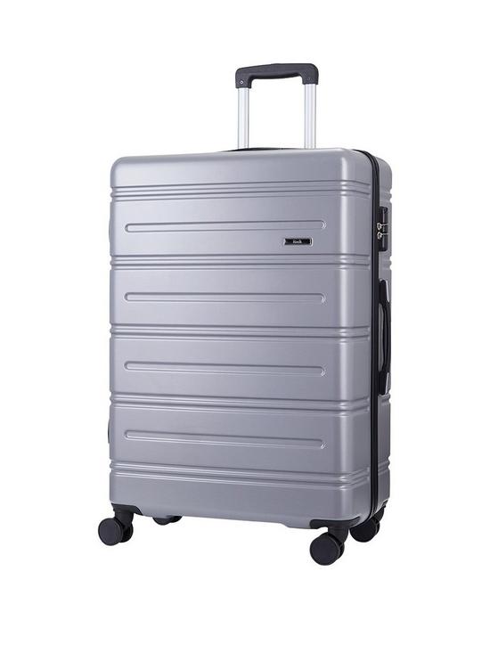 front image of rock-luggage-lisbon-large-suitcase-grey