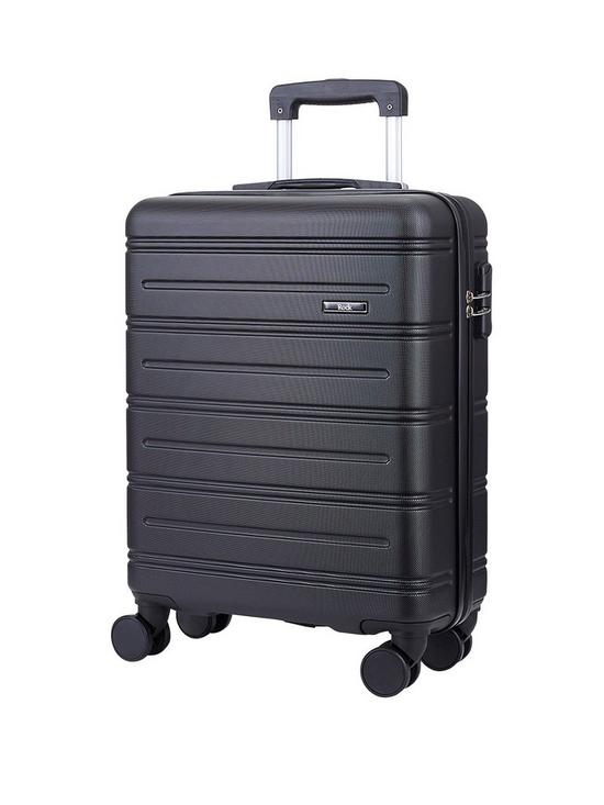 front image of rock-luggage-lisbon-small-suitcase-black