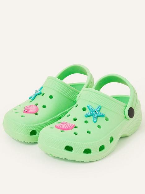 accessorize-girls-shell-charm-clogs-green