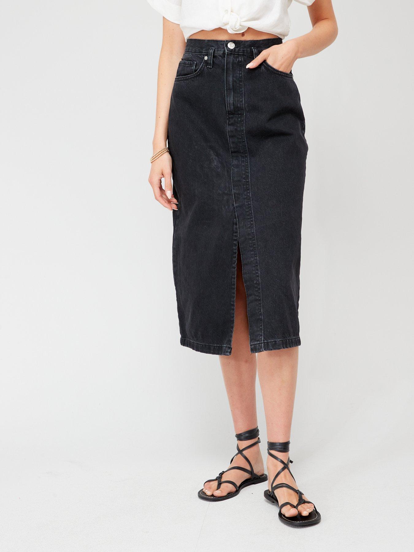 Slit Denim Skirt Women Mango USA, 45% OFF