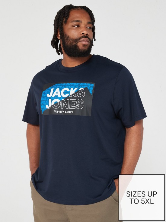 front image of jack-jones-plus-logannbspt-shirt-navy