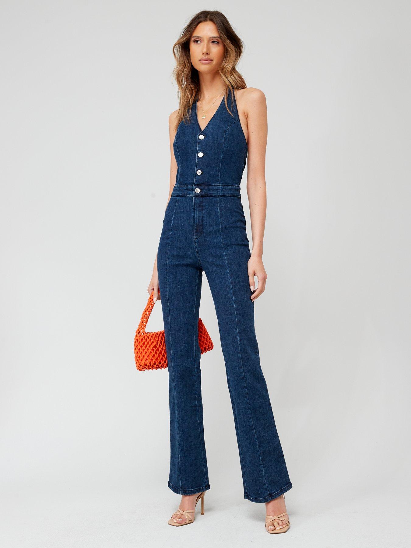 Denim deals halter romper