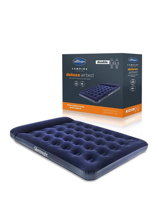 front image of silentnight-camping-collection-flock-airbed-footpump-blue-double