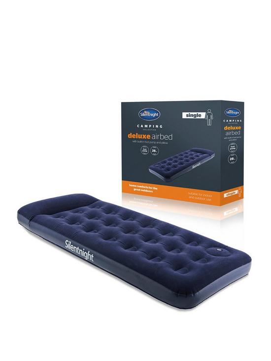 front image of silentnight-camping-collection-flock-airbed-footpump-blue-single