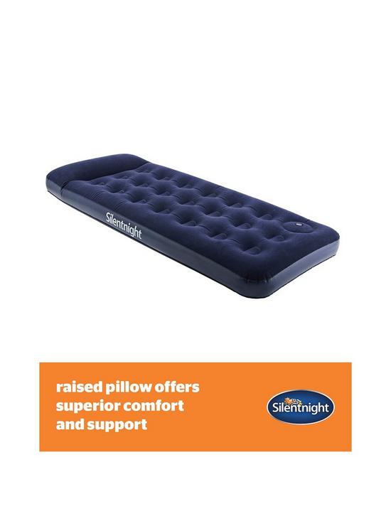 stillFront image of silentnight-camping-collection-flock-airbed-footpump-blue-single