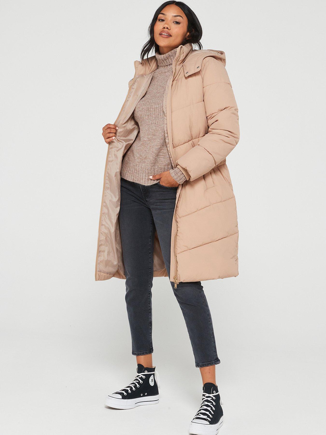 PIECES Jamilla Long Padded Jacket - Beige