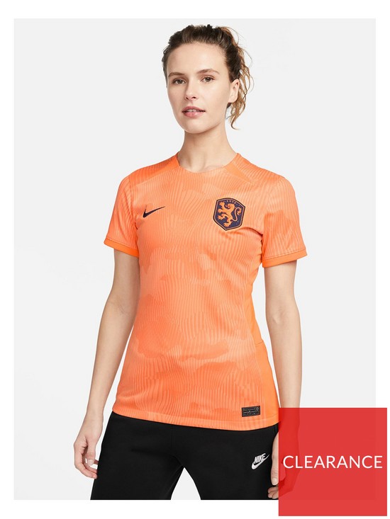 front image of nike-netherlands-2023nbspwomens-home-stadium-short-sleeved-shirt-orange