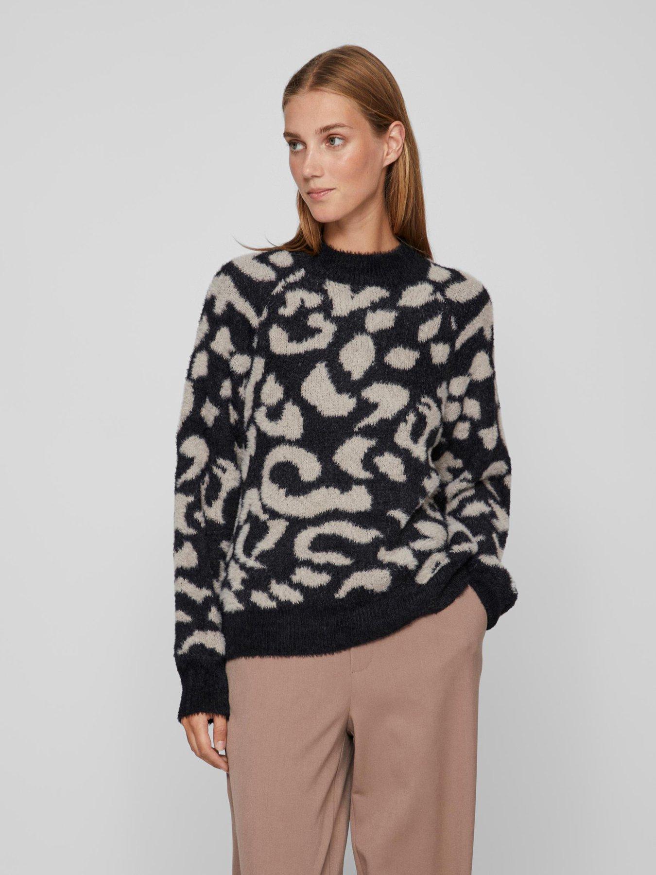 Leopard Print Jumper Black