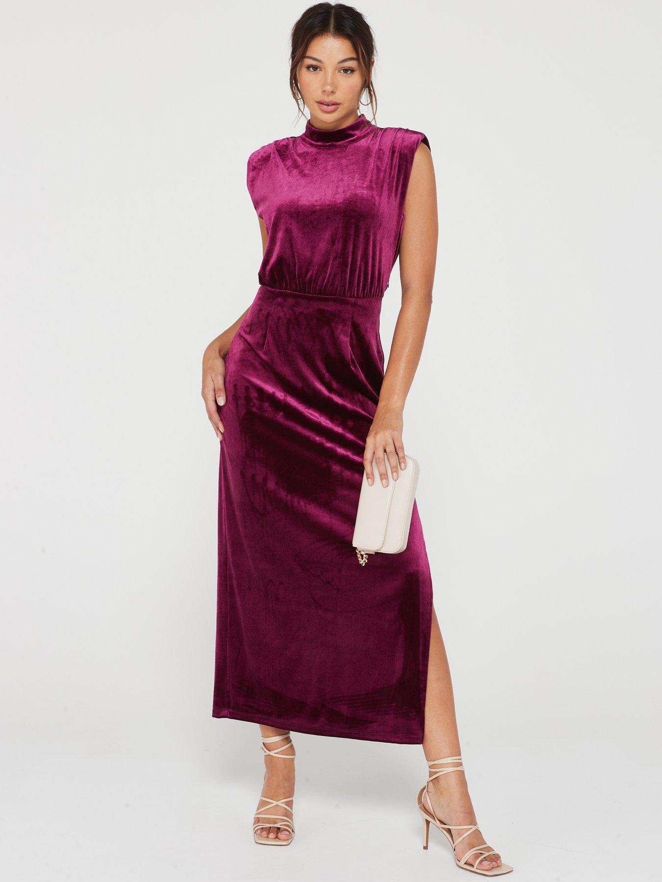 vila-emily-high-neck-ankle-dress-purple