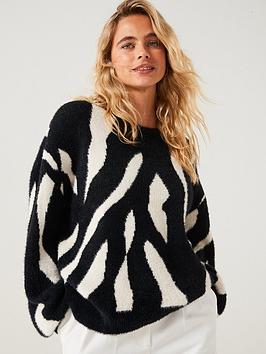 vila juli jaquard long sleeve knitted top - multi