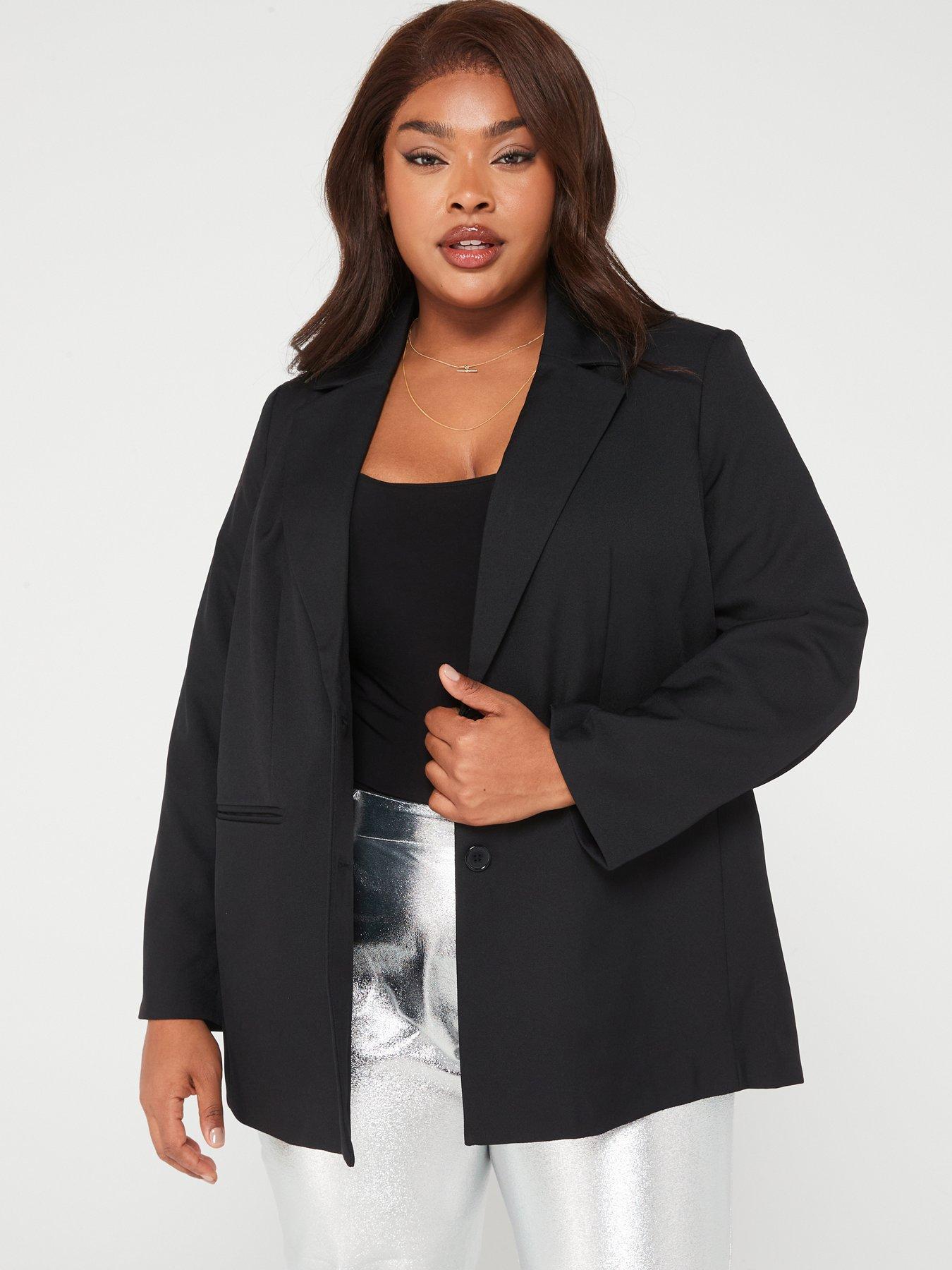 Twifer Jackets Womens Womens Plus Size Buttons Open Front Military Coat Ladies Office Jacket Outwear, Women's, Size: Large, Beige