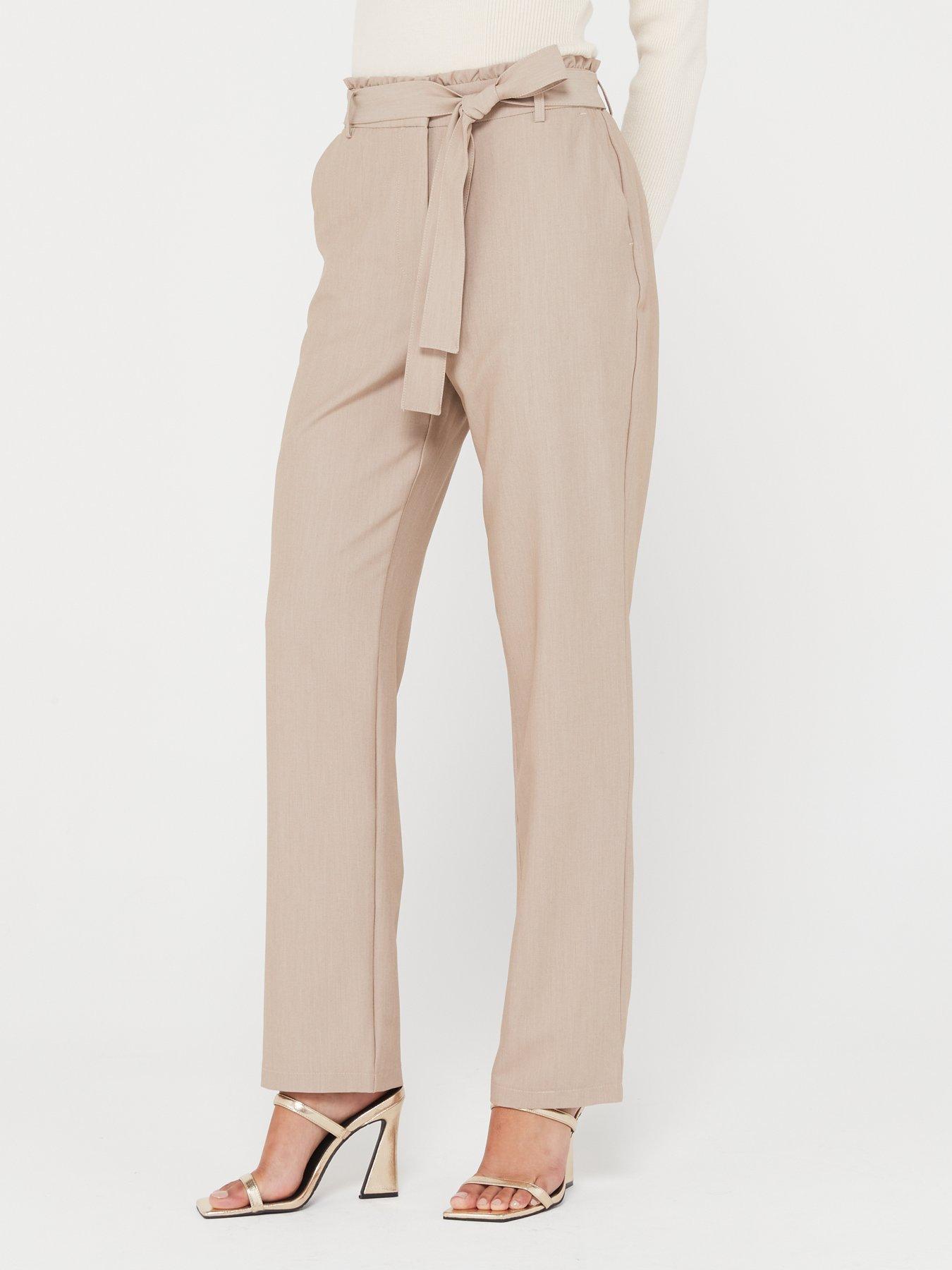 Beige high sale waisted trousers