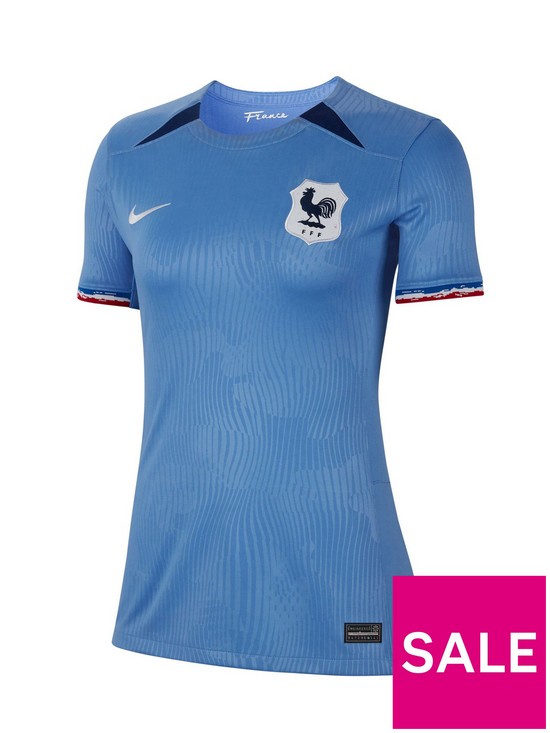 stillFront image of nike-france-womens-2023-home-stadium-short-sleeved-shirt-blue