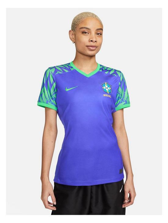 front image of nike-brazil-2023nbspwomens-away-stadium-short-sleeved-shirt-blue