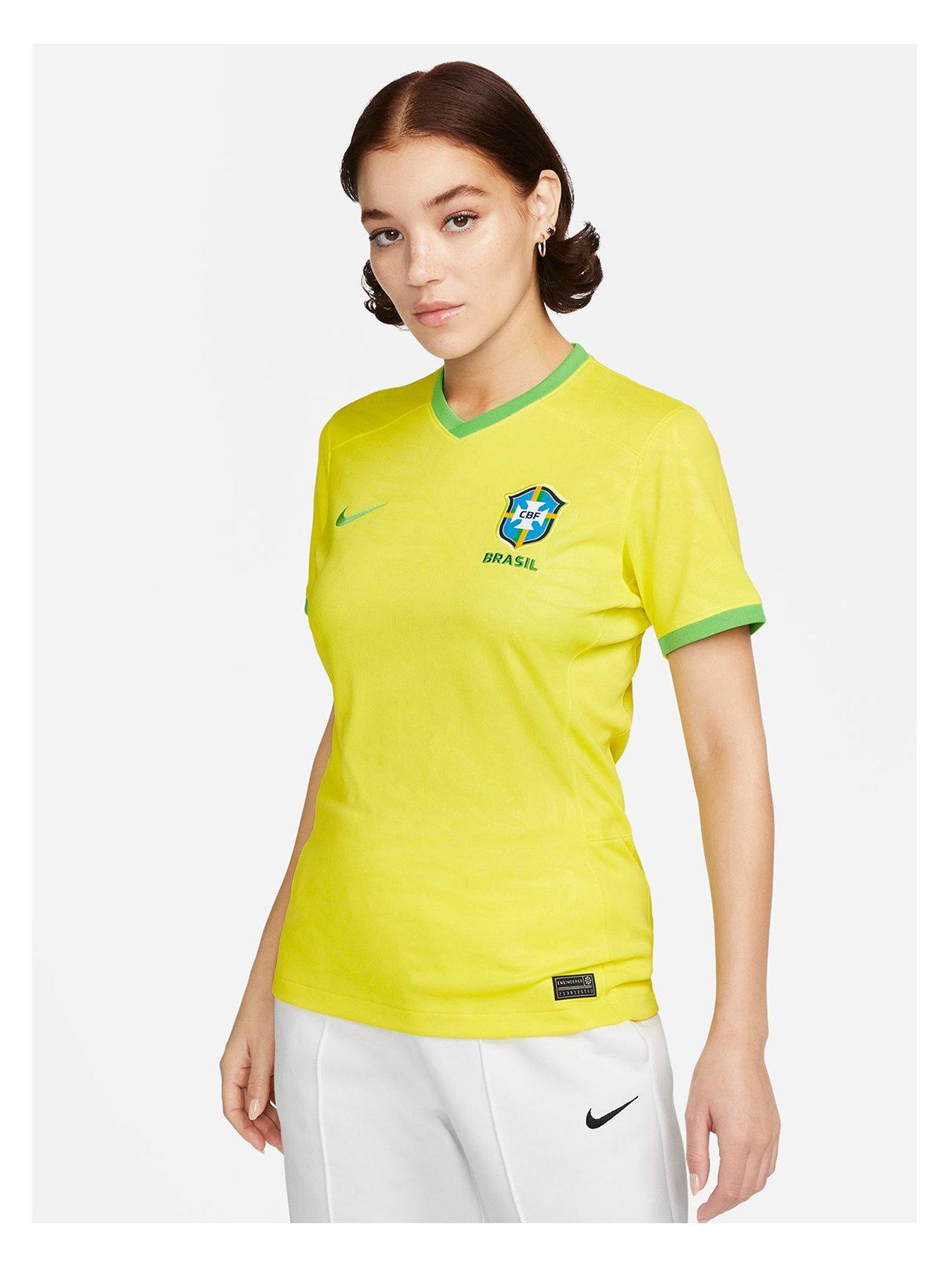 Nike Brazil 2023 Women's Home Stadium Short Sleeved Shirt - Yellow, Yellow, Size L, Women