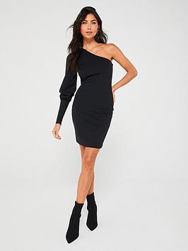 vila savannah one shoulder dress - black