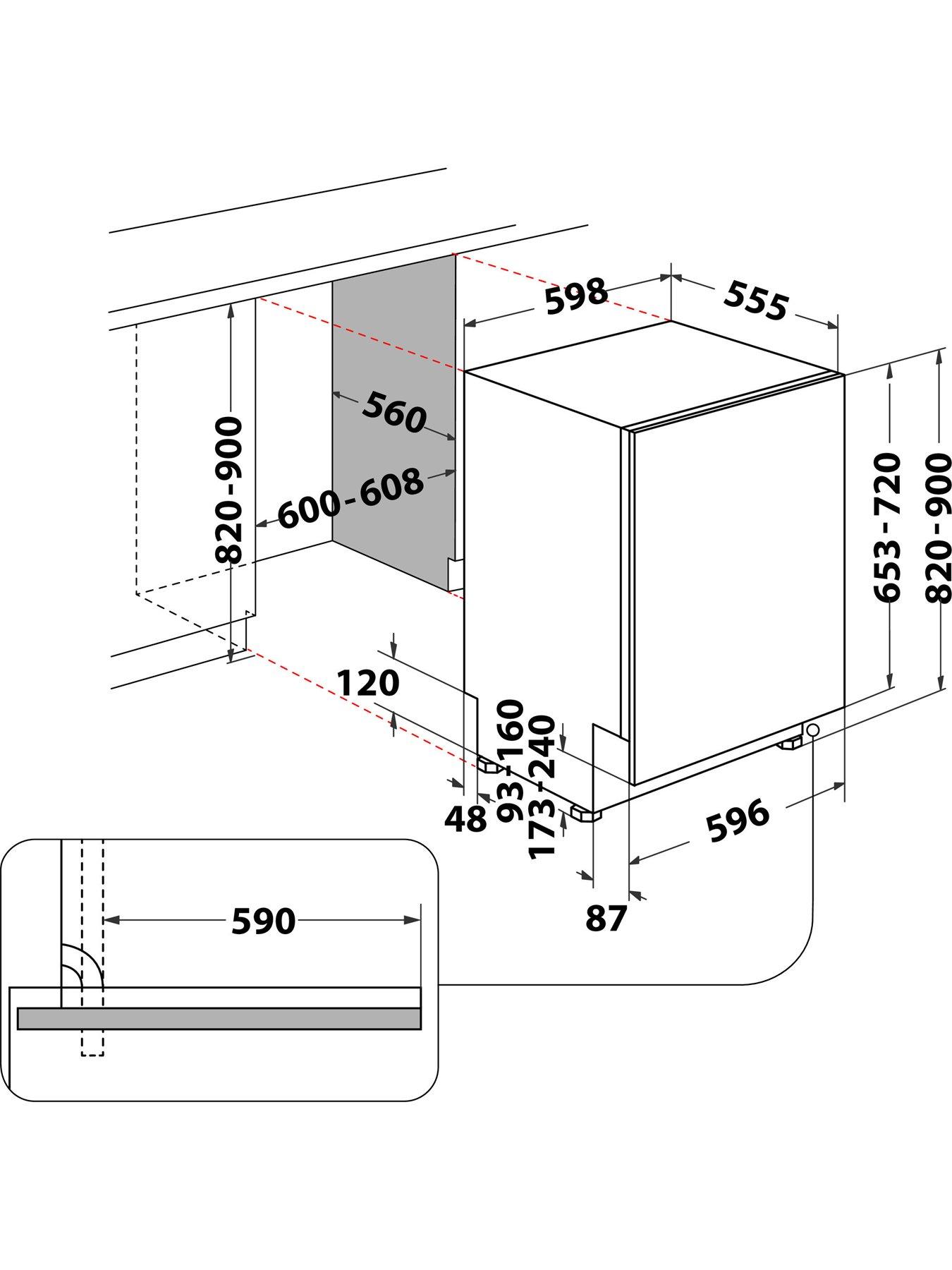Image 2 of 6 of Indesit D2IHD526UK Fullsize 14 Place Setting Integrated Dishwasher