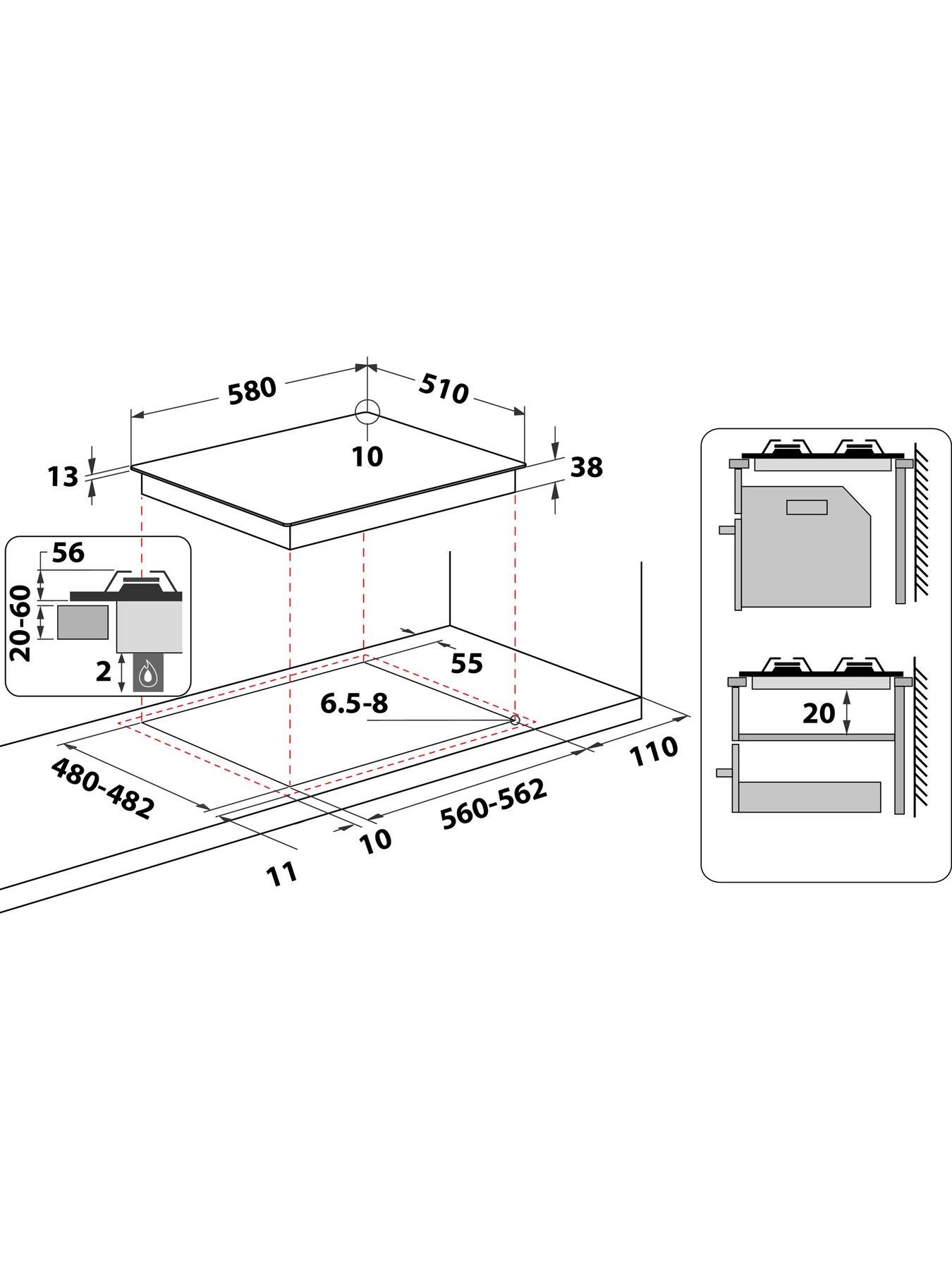 Hotpoint PPH60GDFIXUK 60cm Integrated Gas Hob very.co.uk