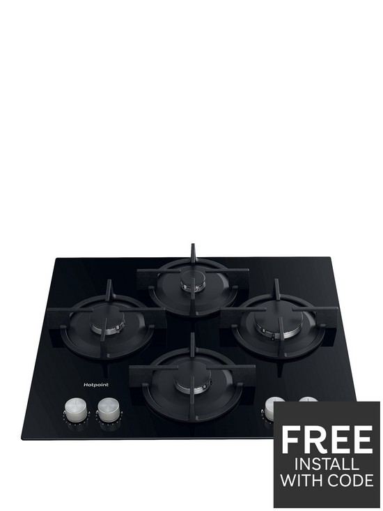 front image of hotpoint-hgs61sbk-60cm-integrated-gas-hob