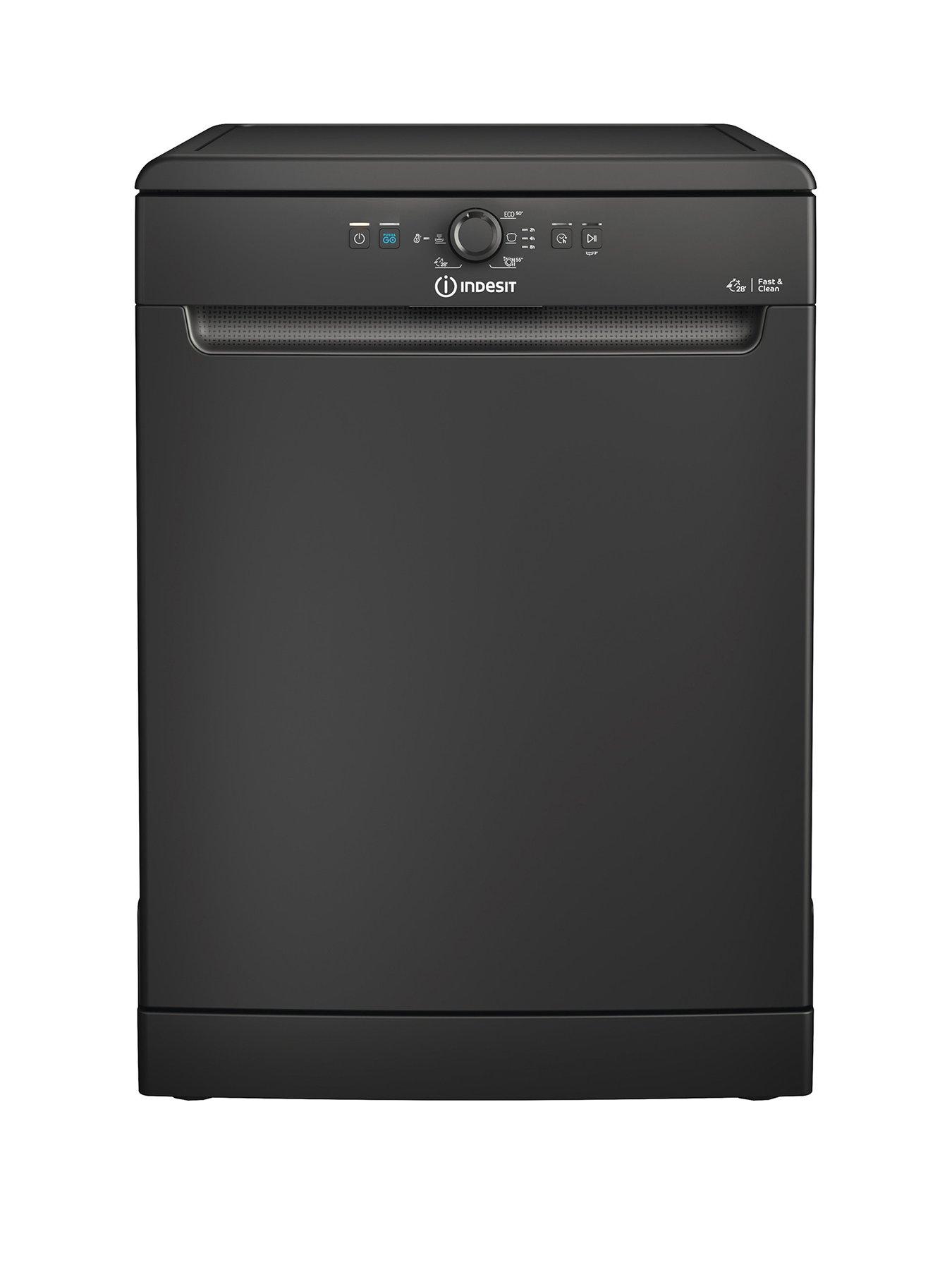 Product photograph of Indesit D2fhk26b Fullsize 14 Place Setting Freestanding Dishwasher - Black from very.co.uk