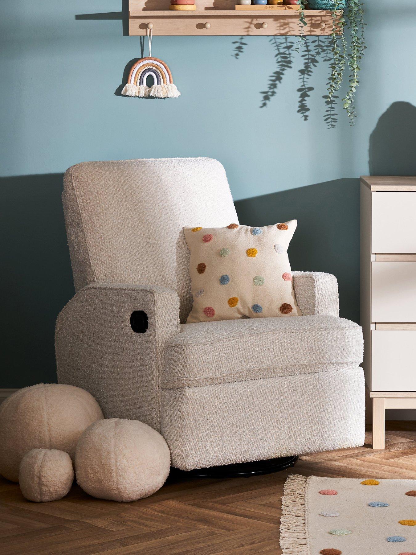 Obaby Madison Swivel Glider Recliner Chair - Boucle - Cream