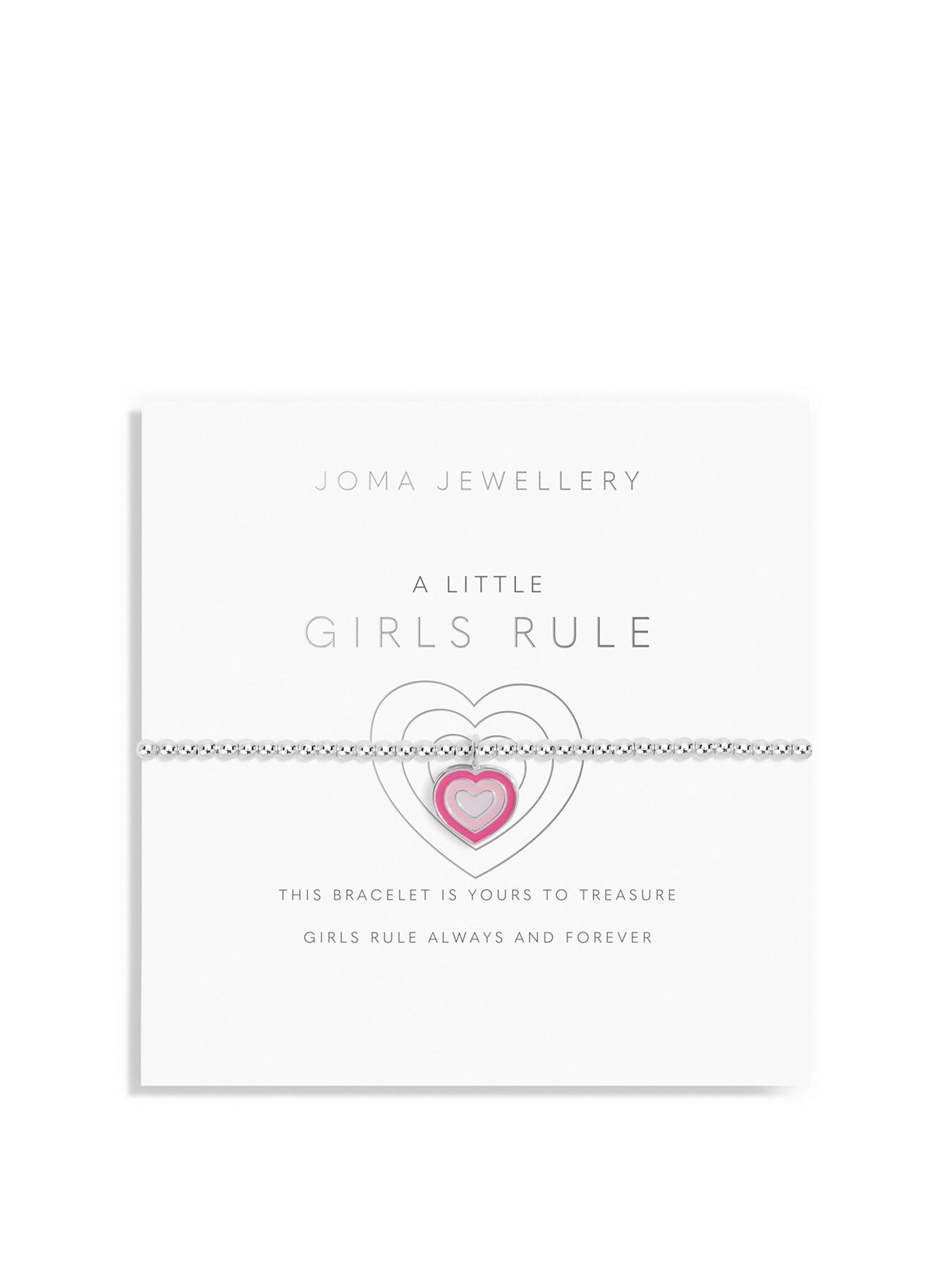 Product photograph of Joma Jewellery Childrens A Little Girls Rule Bracelet In Silver Plating from very.co.uk