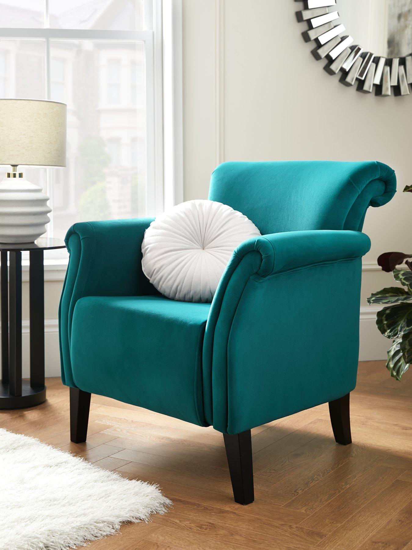 Teal and grey accent outlet chair