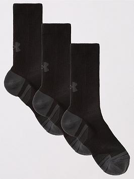boys, under armour performance tech 3 pack crew socks - black, black, size xs=10-5-13