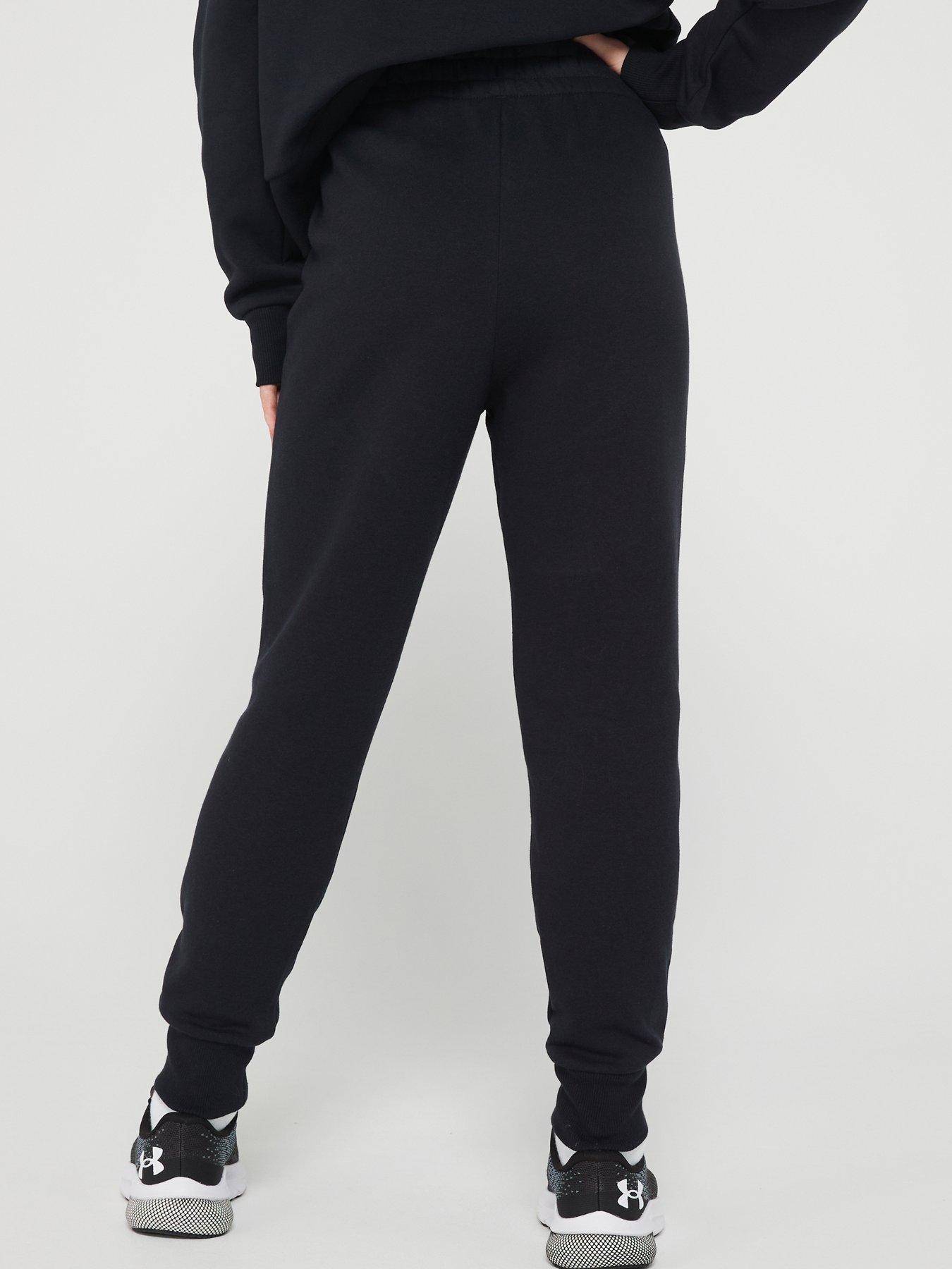 UNDER ARMOUR Girls Rival Fleece Joggers Black White Very