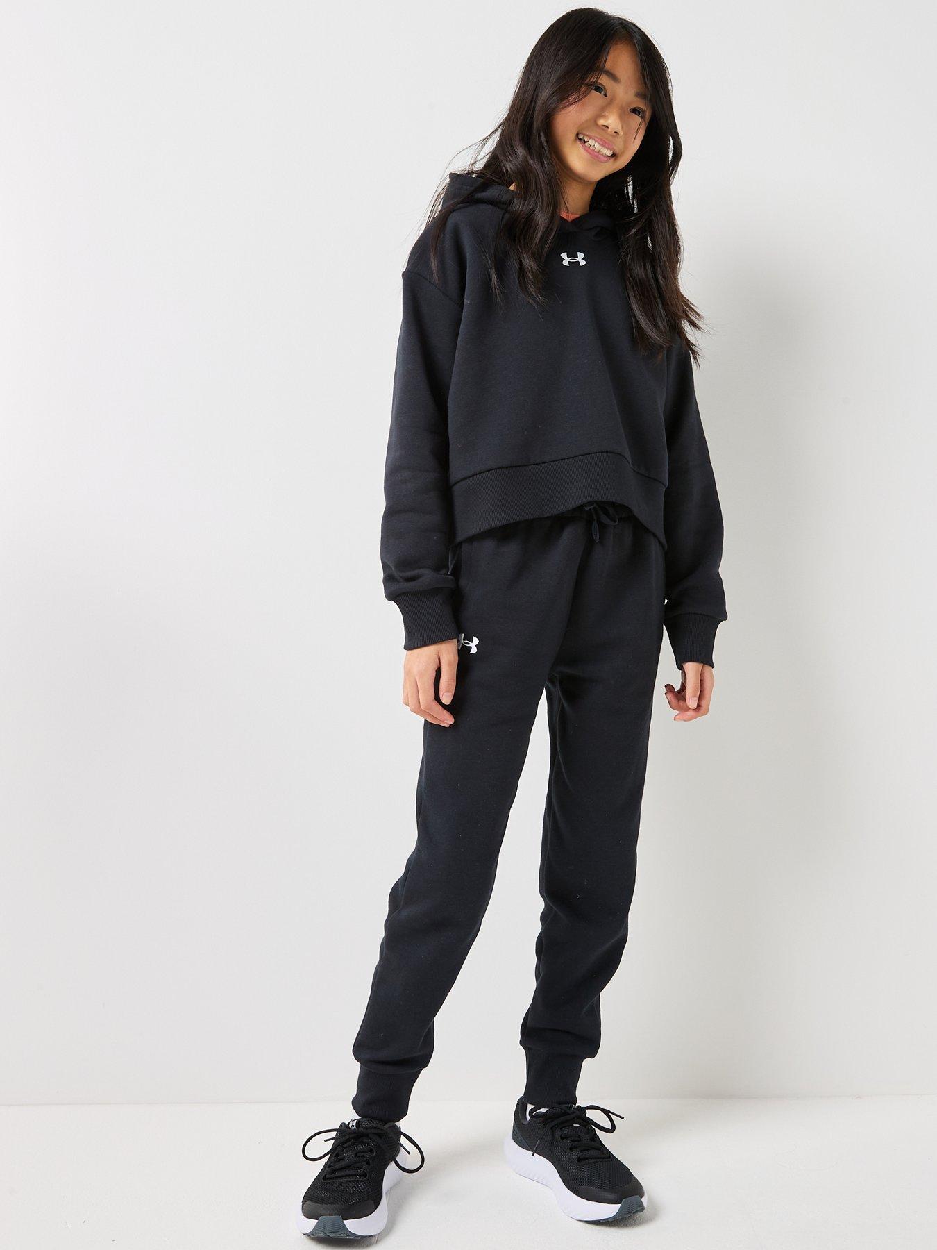 Image 5 of 6 of UNDER ARMOUR Girls Rival Fleece Joggers - Black/White