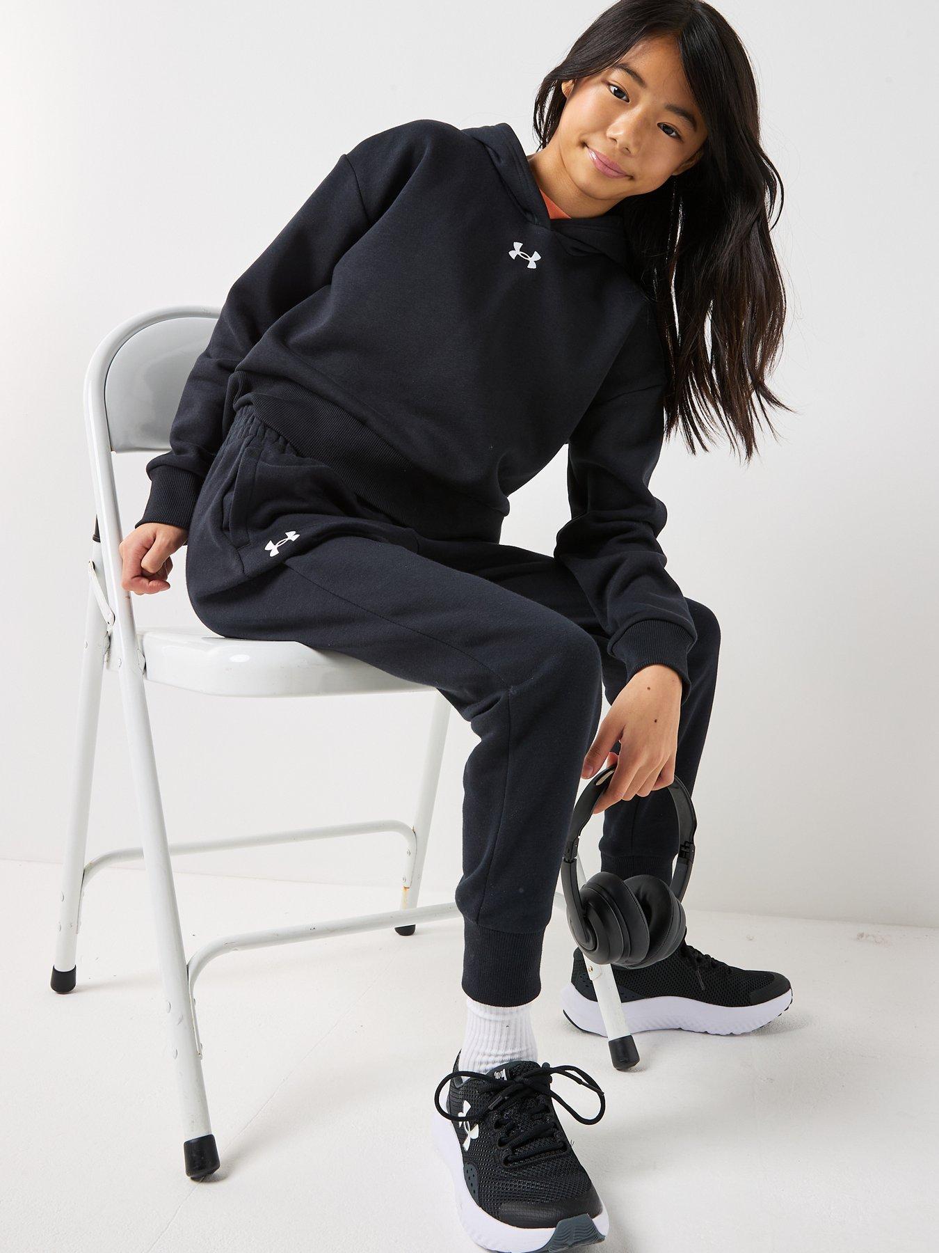 Image 6 of 6 of UNDER ARMOUR Girls Rival Fleece Joggers - Black/White