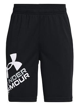 under armour boys prototype 2.0 logo shorts - black/white, black/white, size m=9-10 years