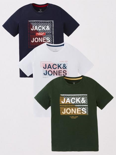 jack-jones-junior-boys-kain-3-pack-crew-neck-short-sleeve-t-shirts-navywhitekhaki