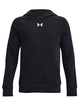 under armour boys rival fleece hoodie - black/white, black/white, size m=9-10 years