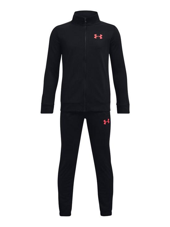 front image of under-armour-boys-knit-tracksuit-black