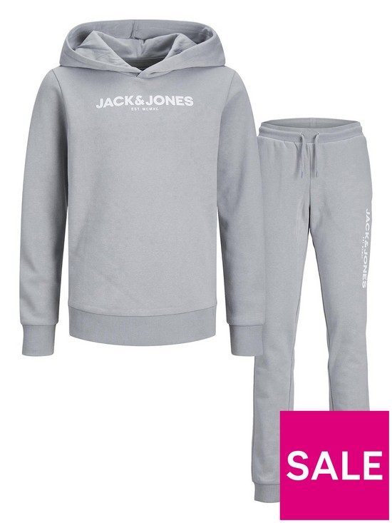 front image of jack-jones-junior-boys-harry-sweat-tracksuit-alloy-grey