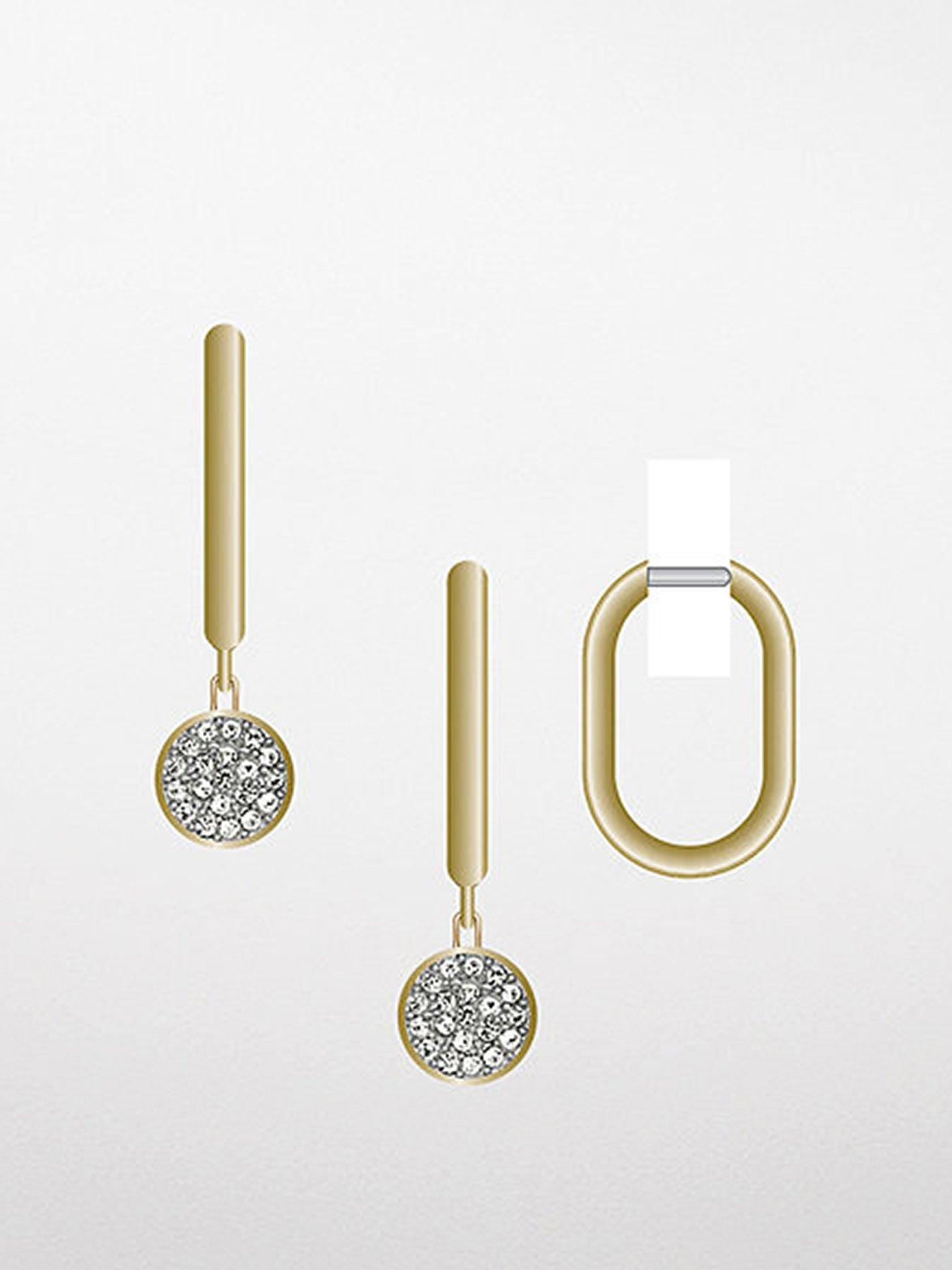 Product photograph of Fossil Sadie Clear Glass Crystal Earrings from very.co.uk
