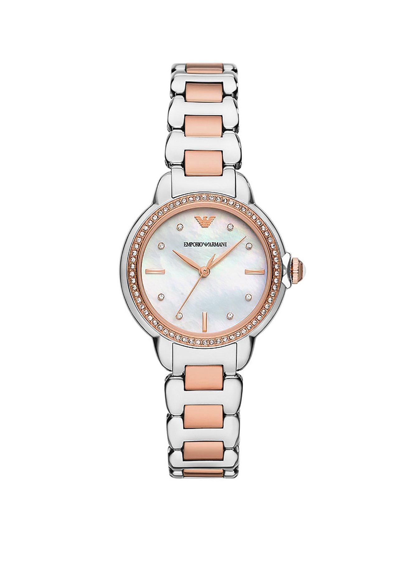 Emporio armani watch silver store and gold