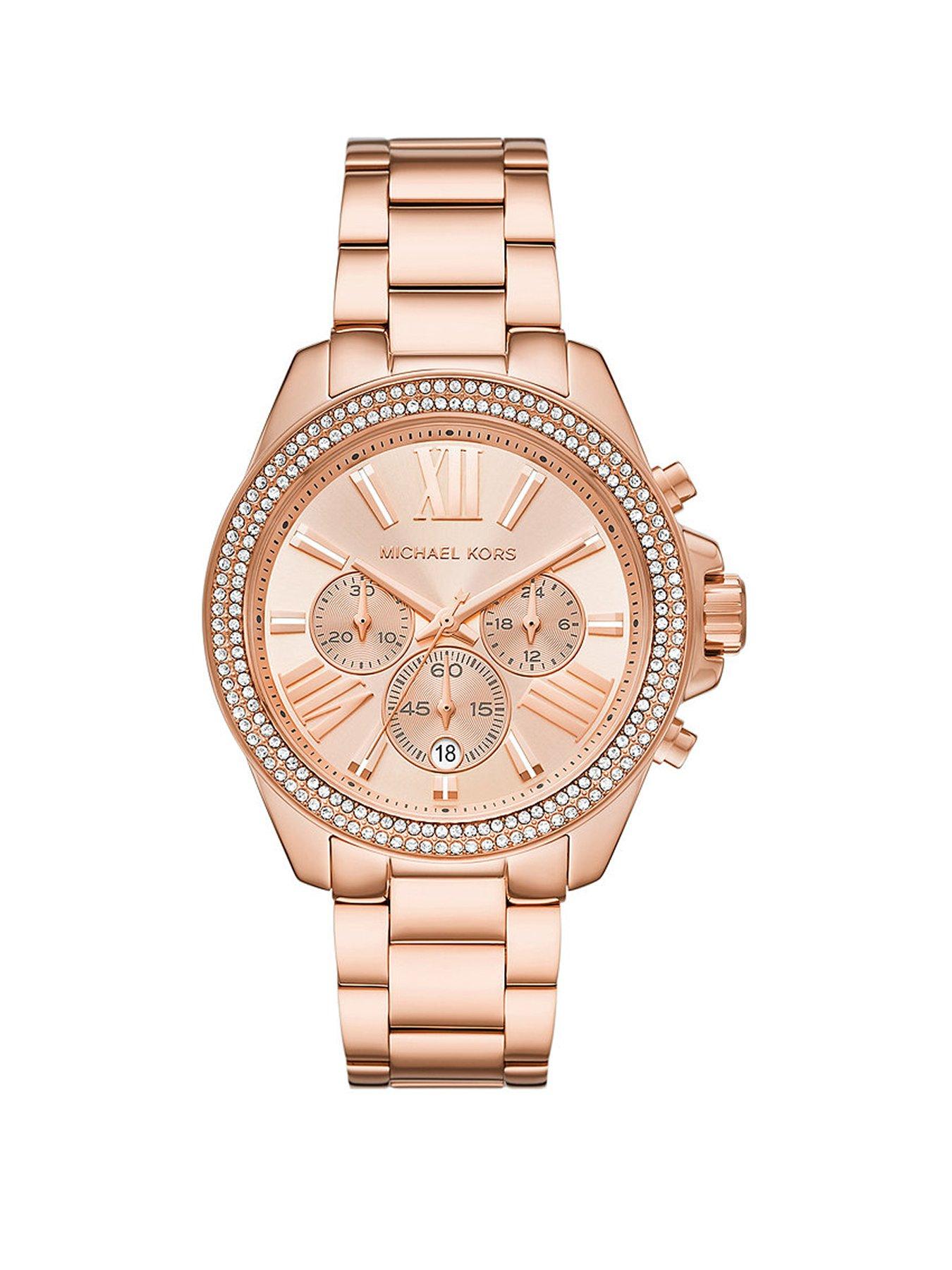 Rose gold mk watch hotsell with diamonds