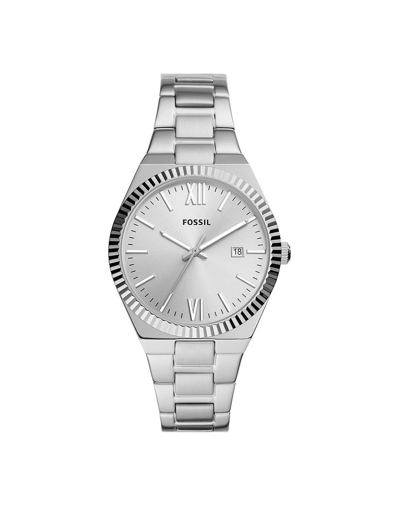 Product photograph of Fossil Scarlette Stainless Steel Watch from very.co.uk